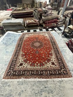 Persian Handmade Carpet Tabriz Wool And Silk