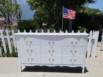 White vintage classic long dresser 9 drawers