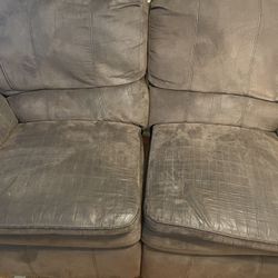 Microfiber Brown Reclining Loveseat $100