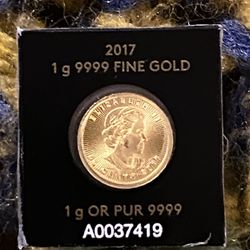 (2) 1 Gram Canadian Mint .999 Fine Gold Coins