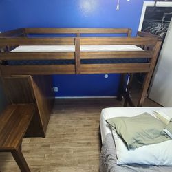 Bunk Bed With Wardrobe/Desk and Twin Mattress