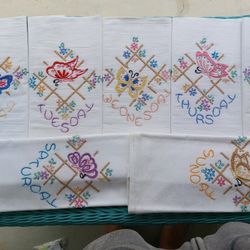 Hand Embroidered Dish Towels  Butterflies