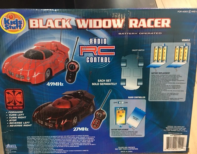 Black spider Widow Racer remote control Car by KIDS STUFF