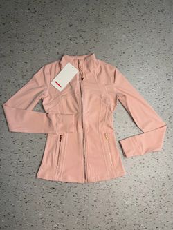 Lulu Lemon Pink Define Jacket with rose gold zippers size 2