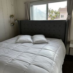 Gray King-Size Bed Frame