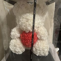 Faux Flower Teddy Bear