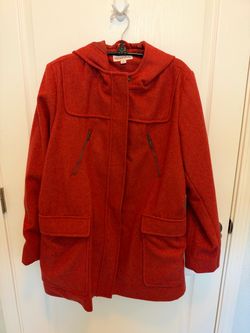 Merona Orange Hooded Wool Blend Coat XL