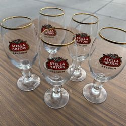 STELLA ARTOIS Chalice Beer Glasses (5)