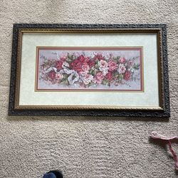 Custom Framed Gorgeous Floral Picture Excellent Condition