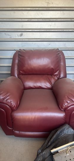 Red leather couch set