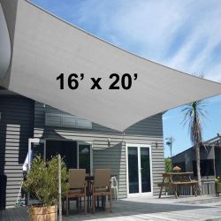 New $50 Rectangle 16x20’ XL Sun Shade Sail Outdoor Canopy Top Cover 175gsm w/ Ropes (Beige, Gray, Black)
