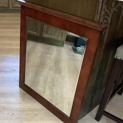 New in box- Finished Wood Wall Mirror 30x30”