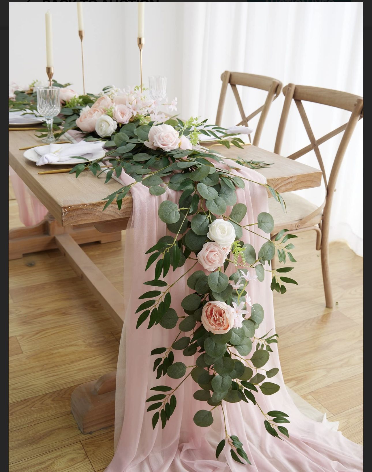 MISSPIN 8FT Eucalyptus and Willow Leaf Garland with Artificial Flowers Fake Flower Peony Rose Vine Greenery Decorative Wall Hanging Plant for Wedding