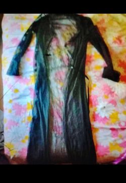 A Sexy Woman's Nice Sheer Black Lingerie Outfit Robe