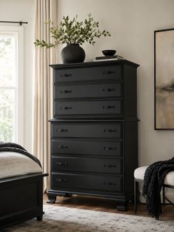 Young Hinkle Solid Maple Tall Dresser | Moody Black Modern Traditional