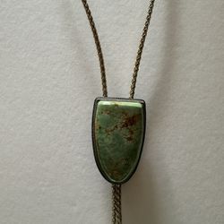 Vintage Beautiful Turquoise Bolo Tie Large Stone Pat Pend