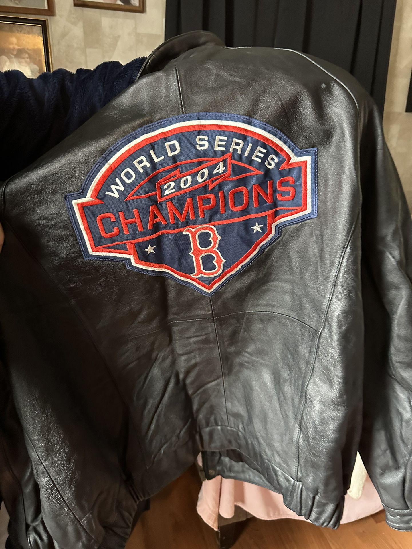 Large Red Sox Leather Jacket 