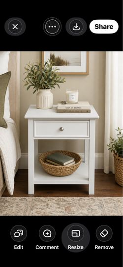 Nite stand, light gray and white. 26T, 22D, 18W