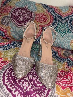 Silver glittery heels