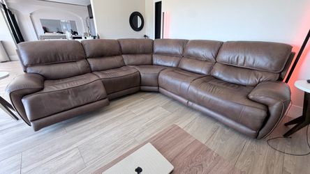 Brown Leather Sectional Recliner Sofa