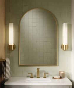 Kohler Orime 24" x 36" Arched Framed Mirror. Gold. New In Box. 2 Available 