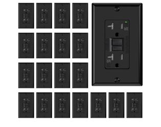 ELEGRP Outdoor GFCI Outlet 20A Self-Test Tamper Resistant w/ LED, Black 20 Pack