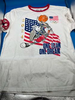 Looney Tunes Paris 2024 Olympics Team USA basketball ringer T-shirt Large