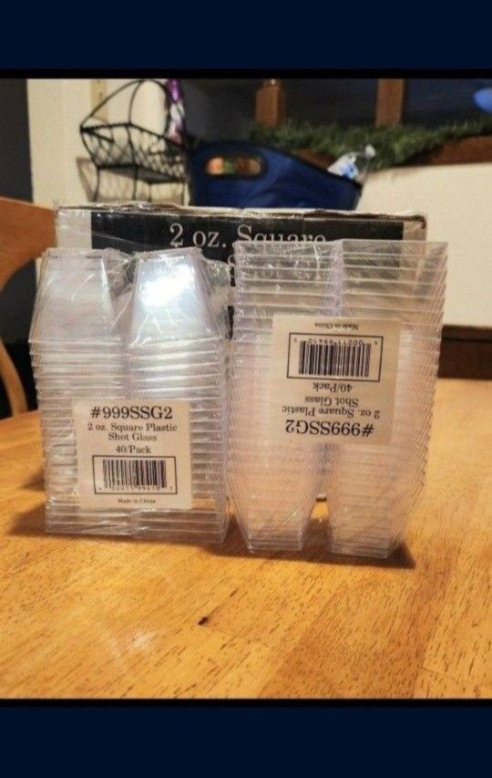 NEW 2oz Square Plastic Shot Glass Clear • 320 Pieces / Case •Choice Brand, For Wedding, Baby Shower, Birthday Celebration