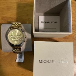 NWT Michael Kors Lexington Gold-Tone Watch