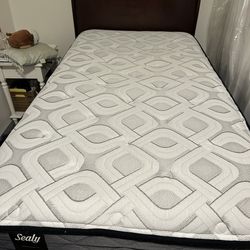 XL Twin Sleigh Bedframe And Sealy Mattress