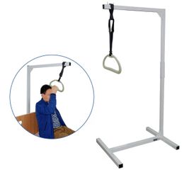 AOSSA Trapeze Bar for Bed with Floor Stand – Medical Bed Trapeze for Elderly, Bed Lift & Stand Assist Aid for Seniors, Hospital Mobility Support (Whit