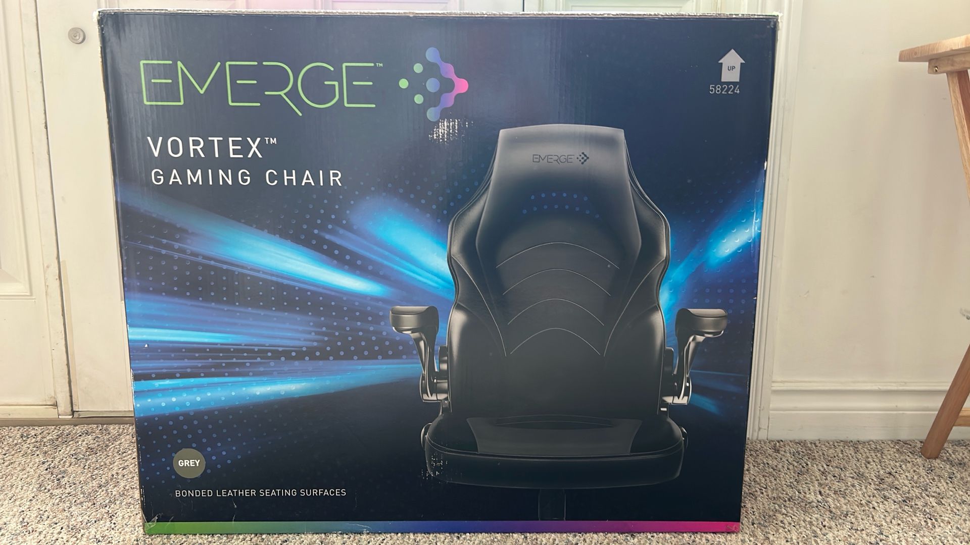Staples 52503 Black & Gray Bonded Leather Racing Gaming Chair With Adjustable Height
