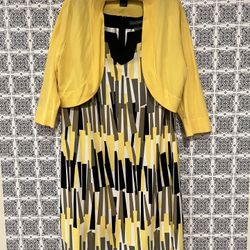 Jessica Howard Yellow and Black Dress Set with a vibrant yellow jacket