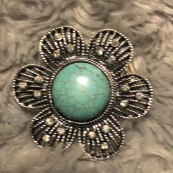 Beautiful Floral Turquoise Color Adjustable Ring