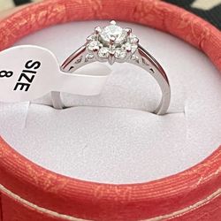 925 Sterling  Flower 🌸 Silver Ring Size 8 #Wedding 