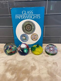Glass Paperweights Collection with Reference Book