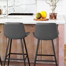 Metal Counter Height Bar Stool Faux Leather Bucket Bar stool with Back Counter Stool