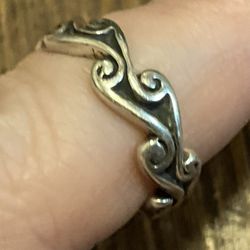 Sterling, Silver, Scroll, Band Ring Size 6