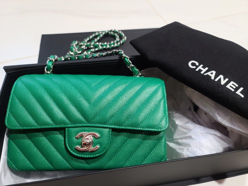 Chanel Mini Rectangular Caviar Green