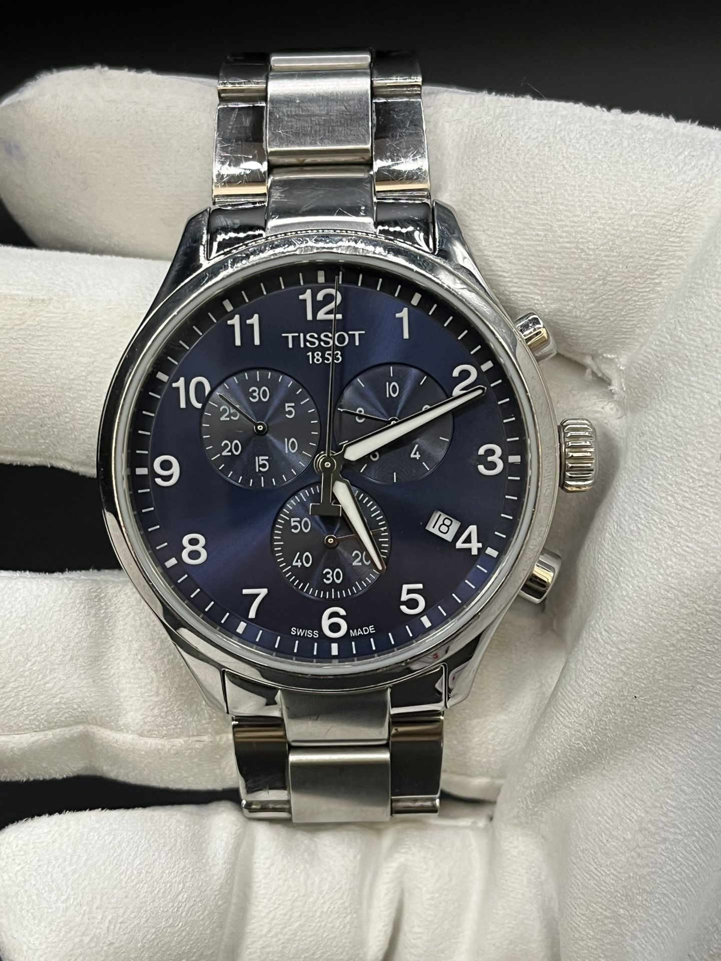 Tissot Chrono XL Classic 45mm men's Blue Dial Stainless Steel Watch *5396