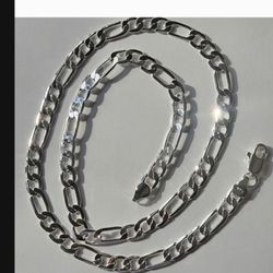 Fine 925 sterling Silver Necklaces Classic 6MM Figaro Necklace Chain 20" Long 