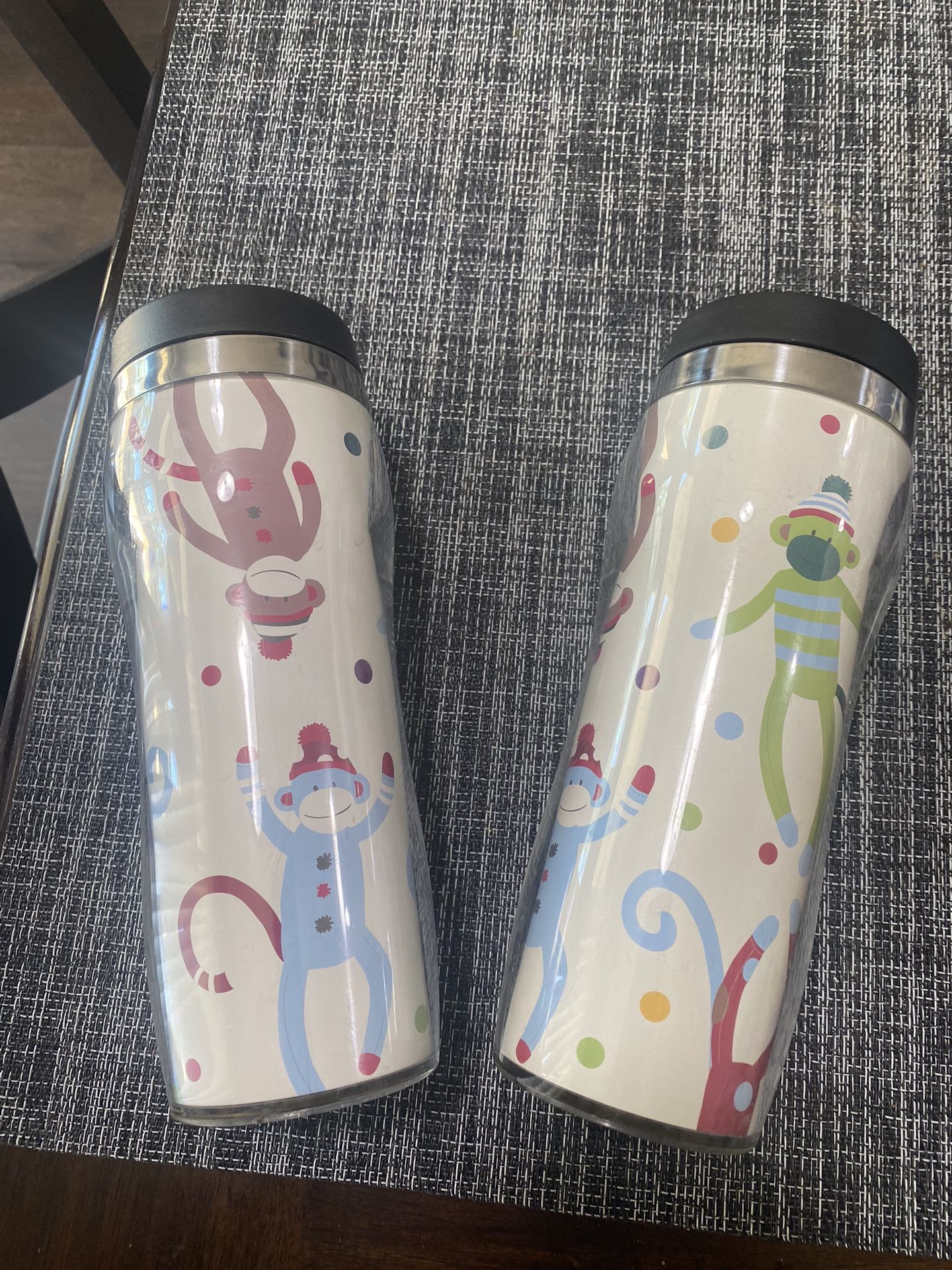 Lot Of 2 Monkey Coffee Tumblers Cups