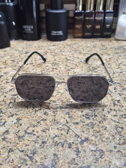 Square Aviator Sunglasses Silver Metal Frame