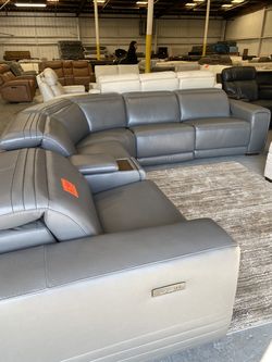 Gray leather Sectional Reclining