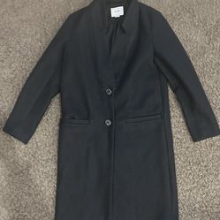 Old Navy Women’s Black Button Up Long Coat (Size: XS)