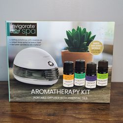 Invigorate Spa Aromatherapy Portable Diffuser with 4 Essential Oils