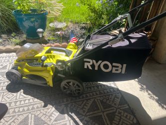 18v Ryobi hybrid electric lawn mower with bag
