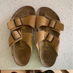 Authentic Birkenstock Leather Sandals Size 38 (8) Brown 