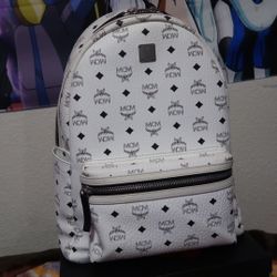 MCM White Leather Backpack 