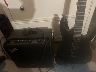 Gio Ibanez 6 string electric guitar with fender amp